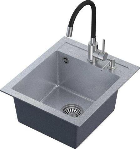 Steiner ART JOHNNY 100 (43x50x20,3) Steingran Art Silver met handsifon, Maggie kraan en dispenser - zilver (203 mm, 430 mm)