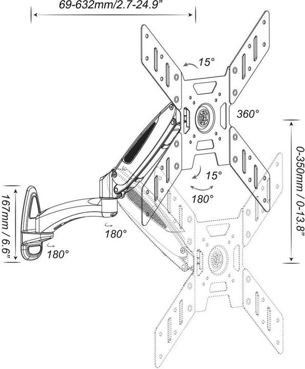 Actual product image myWall TV wall mount 94.0 cm (37) 127.0 (50) Tilt+Swivel, Rotate (Wall, 50")