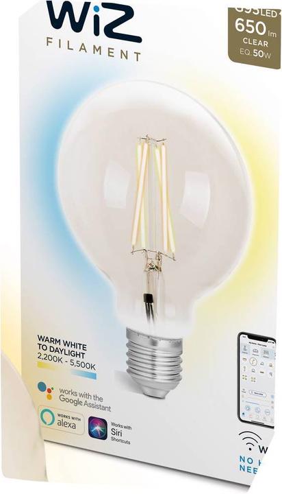 Produktbild WiZ LED Leuchtmittel Filament G95 E27 Clear (E27, 6.50 W, 810 lm, 1 x, E)