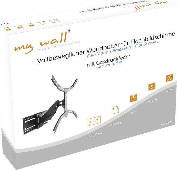 Produktbild myWall Vollbeweglicher Wandhalter für Flachbildschirme (Wand, 75", 25 kg)