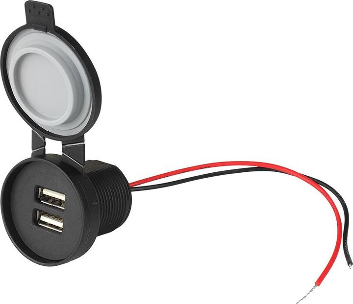 Lasmex Waterproof car/motorcycle/boat charger, out:2xUSB-A 2x5V/2,4A in:12V/24V IP67