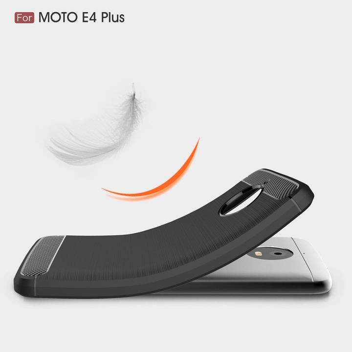 Produktbild König Design Motorola Moto E4 Plus TPU Case Carbon Fiber Optik Brushed Schutz Hülle Blau Neu (Motorola Moto E4 Plus)