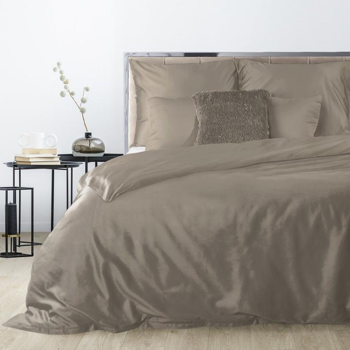 Productafbeelding Eurofirany Bettzeug 220x200 cm glatt mit Baumwollsatin Hellbraun Dina Diva Linie Farbe (Dekbedovertrek, 220 x 200 cm)