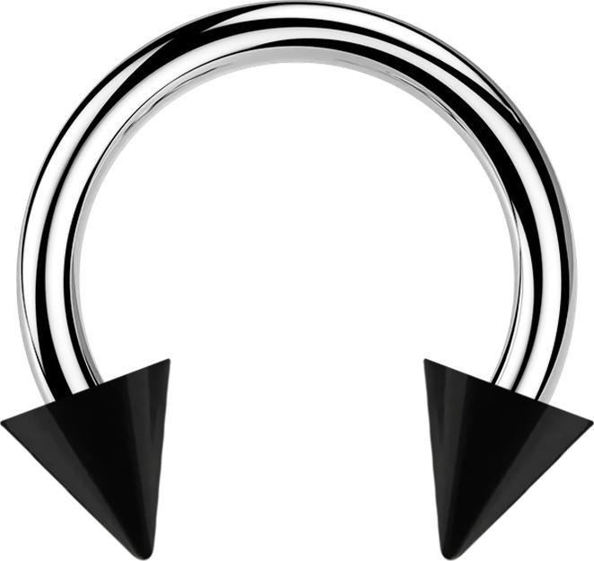 Produktbild Star Piercing Circular Barbell silber mit zwei Cones schwarz (Acryl, Chirurgenstahl 316L, ohne Messing)