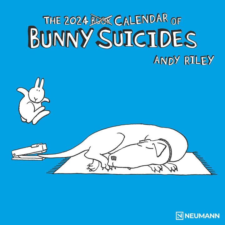 Actual product image Neumann Bunny Suicides 2024 - Wall Calendar - Brochure Calendar - 30x30 - 30x60 open - Cartoon (German)