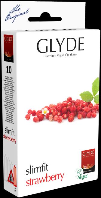 Produktbild Glyde Ultra «Slimfit Strawberry» 10 schmale Erdbeer-Kondome, zertifiziert mit der Vegan-Blume (10 Stk.)