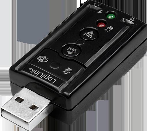 Actual product image LogiLink USB 2.0 sound card with Virtual 7.1 sound effect offers the possibility of loudspeakers (USB 2.0)