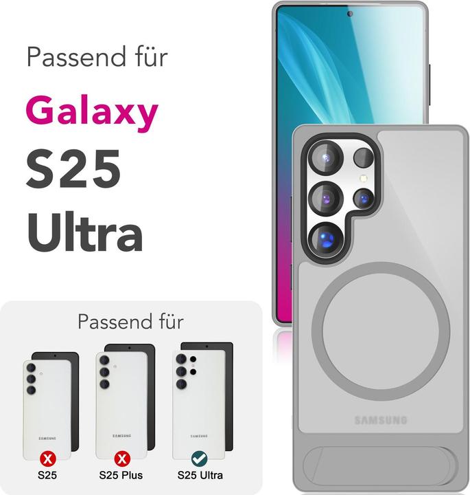 Produktbild Nalia Triton - Durchsichtige Standfuss Hülle mit MagSafe Ring - Kickstand Hardcover (Samsung Galaxy S25 Ultra)