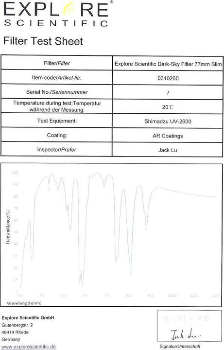 Actual product image Explore Scientific 0310260 Dark-Sky Polarisatiefilter