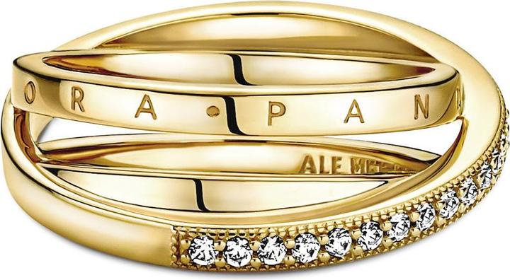 Actual product image Pandora Shine Logo Crossover Pavé Triple Band Ring (58)
