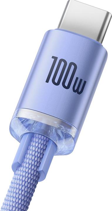 Actual product image Baseus Crystal Shine Series Fast Charging Data Cable USB to Type-C 100W 2m Purple (2 m, USB 2.0, 100 W)
