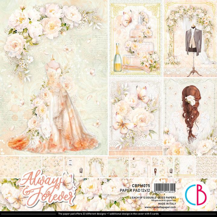Produktbild Ciao Bella Scrapbook-Papier "Always & Forever", 12 Blatt, 30,5 x 30,5 cm (190 g/m², 12 x)