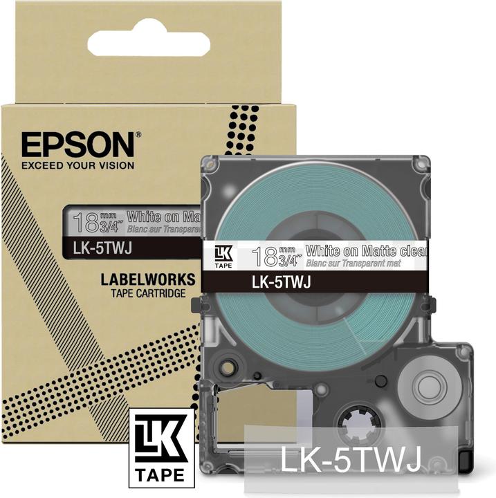 Epson Matte Clear/White 18mm LK-5TWJ (1.80 cm, Transparent)