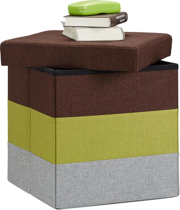 Actual product image Relaxdays Padded Striped Ottoman