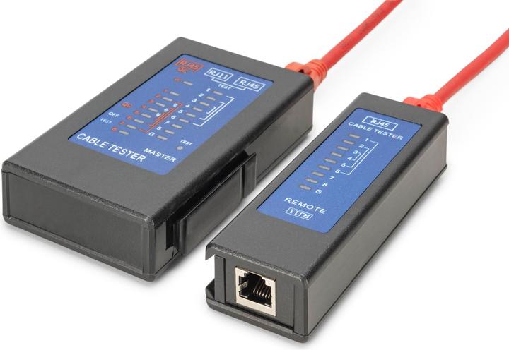 Immagine prodotto Digitus Tester per cavi, rete, RJ45, unità principale del tester monofacciale, remoto, tester PoE, con