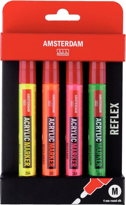 Actual product image Amsterdam Acrylic marker reflex set 4 pieces (Orange, Green, Yellow, Pink, 4 mm, 4 x)