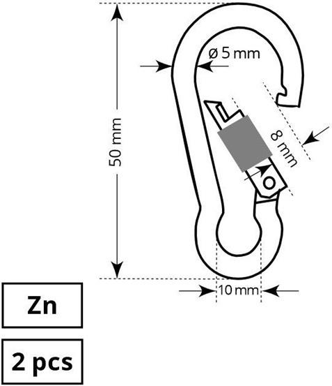 Produktbild Haushalt Carabiner 5x50 mm Zp With Nut 2dd