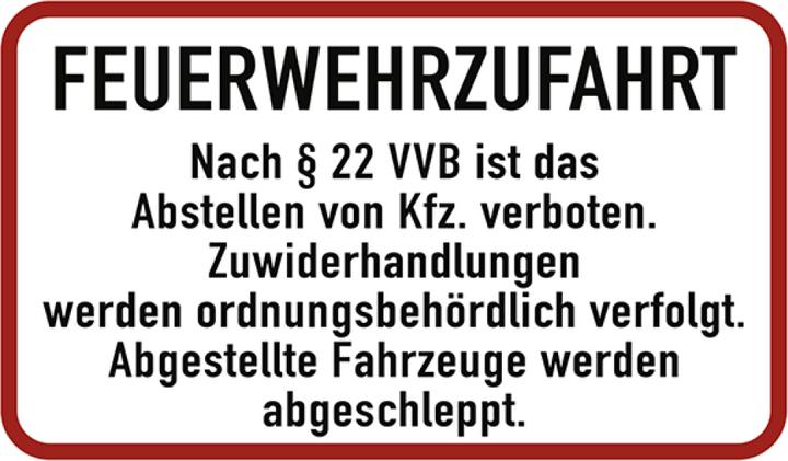 Produktbild Moravia Feuerwehrschild Feuerwehrzufahrt Textschild Aluminium, 500x300 mm