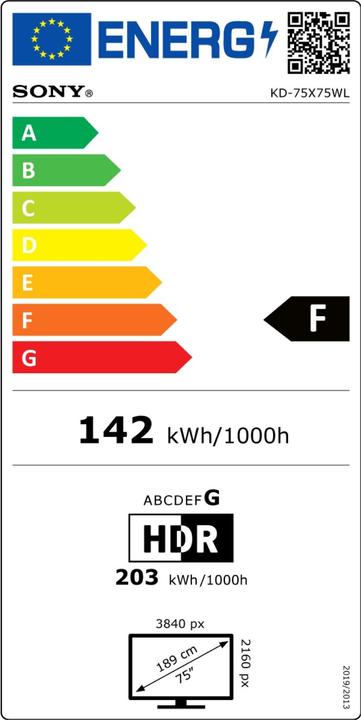 Energy Label Sony KD-75X75WL (75", X75WL, LED, 4K, 2023)