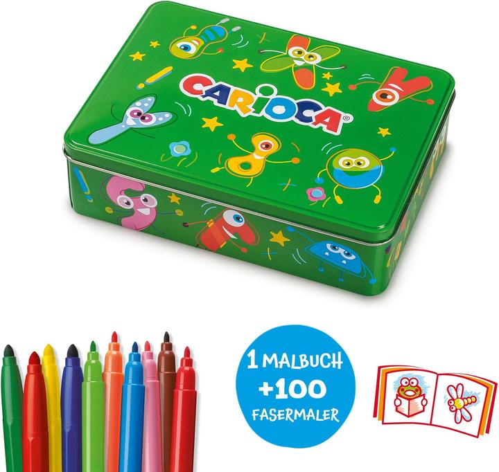 Image du produit Carioca Feutres de coloriage en boîte métallique 100 pièces, Vert (Vert, 100 x)