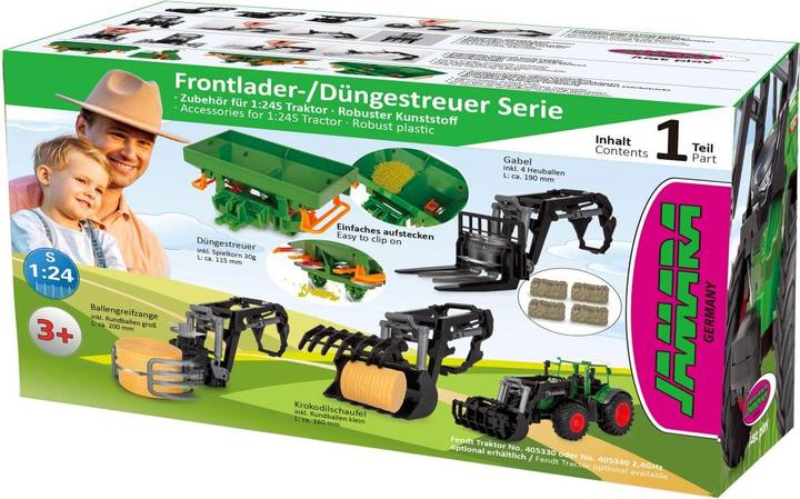 Produktbild Schwarz Kitchen Frontlader mit Gabel 1:24S inkl. Palette und Ölfass