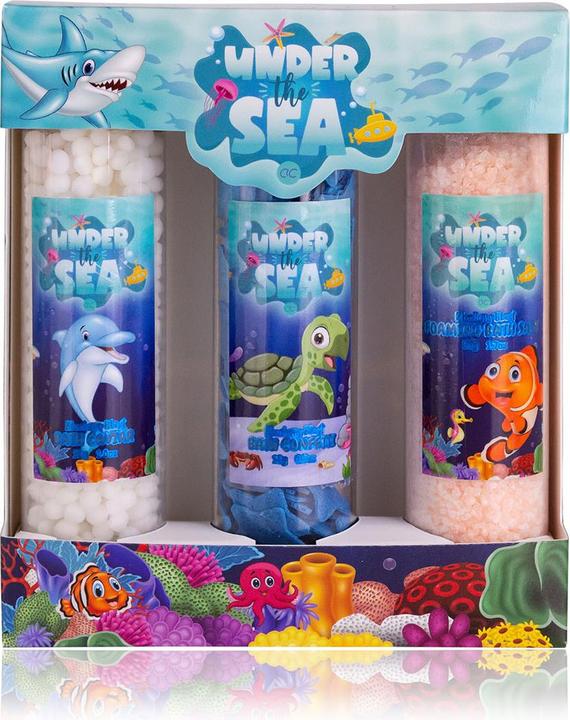 Accentra Badeset UNDER THE SEA in Geschenkbox, inkl. 50g schäumendes Badesalz, 30g Badekaviar, 10g Badekonfet (Haarpflege set)