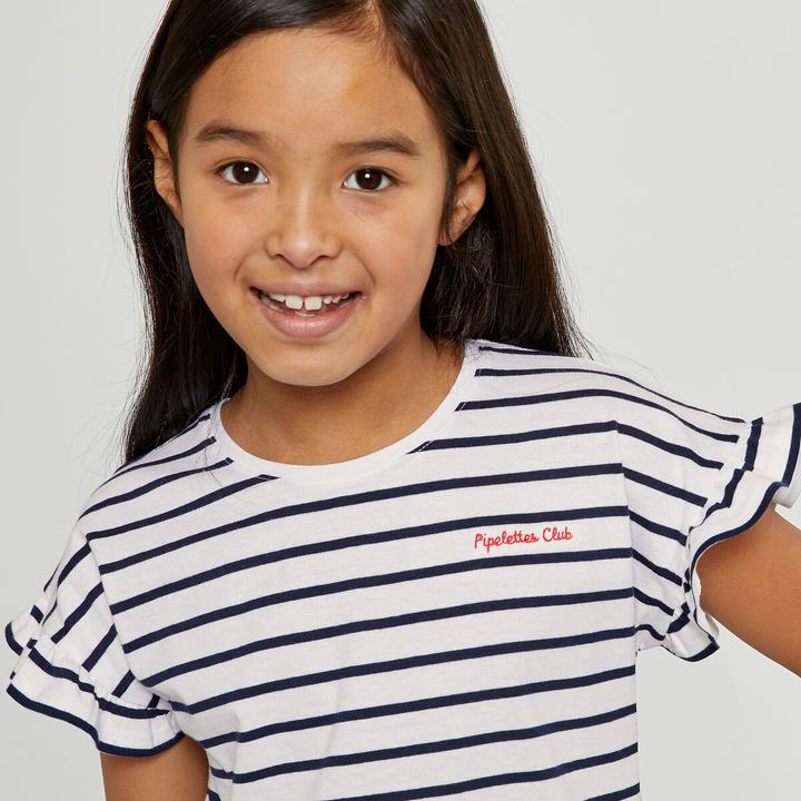 Immagine prodotto La Redoute Collections T-shirt a righe con volant sulle maniche e ricamo di un messaggio