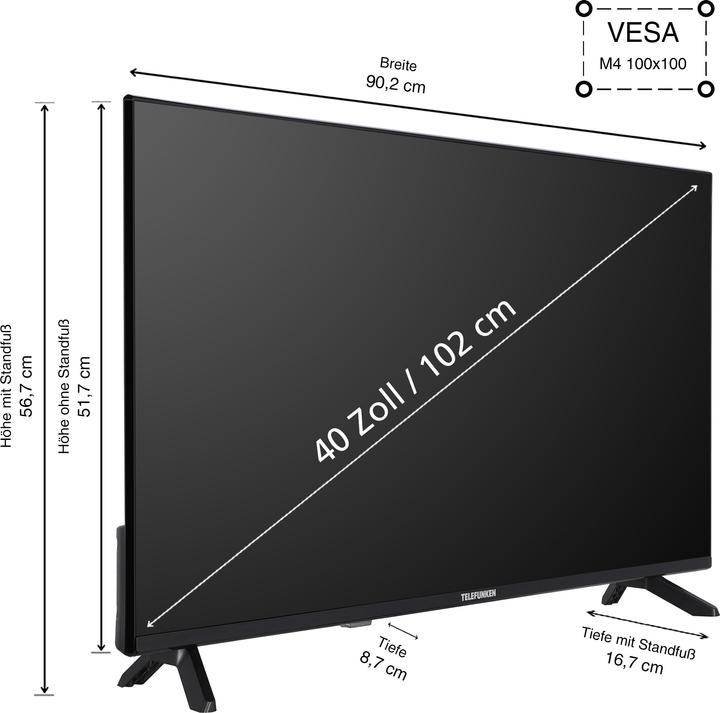 Produktbild Telefunken QLED TV 40 Zoll Fernseher Full HD Android TV (HDR Smart TV, Triple-Tuner) QF40AO750S (40", QLED, Full HD, 2024)