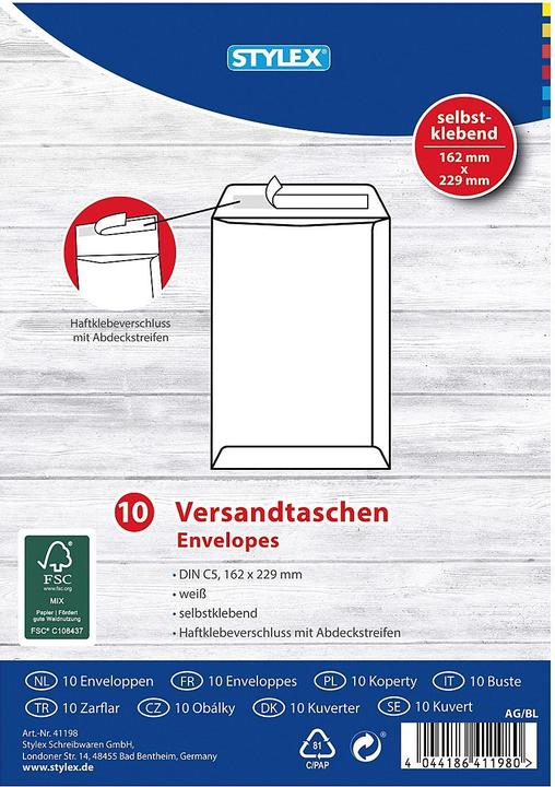 Produktbild Stylex Versandtasche C5 10er weiss (10 x)