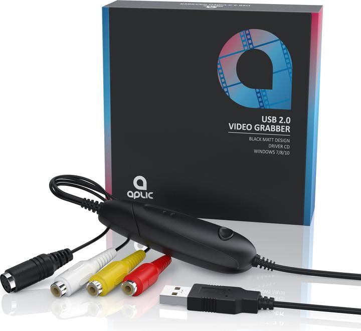 Actual product image Aplic USB Audio Video Grabber, Video Audio Converter, VHS, Video Adapter for Post-Processing for Windows (USB, analog TV signal)