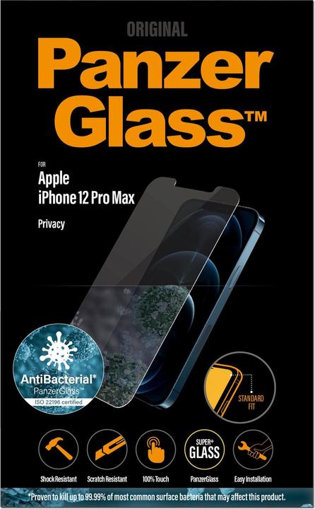 Actual product image PanzerGlass Screen Protector Privacy (1 Piece, Apple iPhone 12 Pro Max)