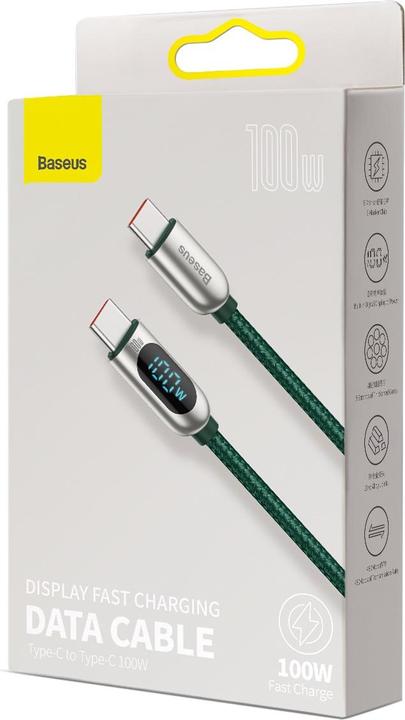 Actual product image Baseus Display Fast Charging Data Cable Type-C to Type-C 100W 2m Green (2 m, USB 2.0)