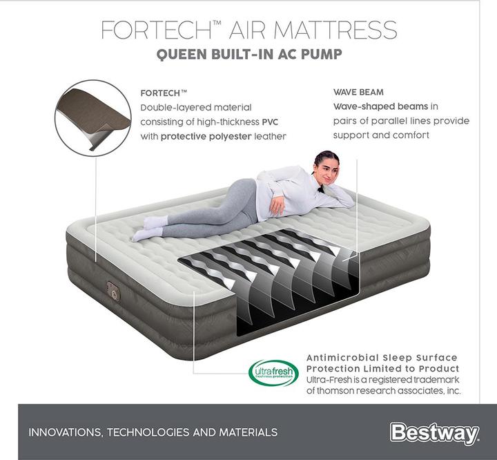 Produktbild Bestway Fortech Airbed Queen 203x152x36cm (150 x 200 cm)
