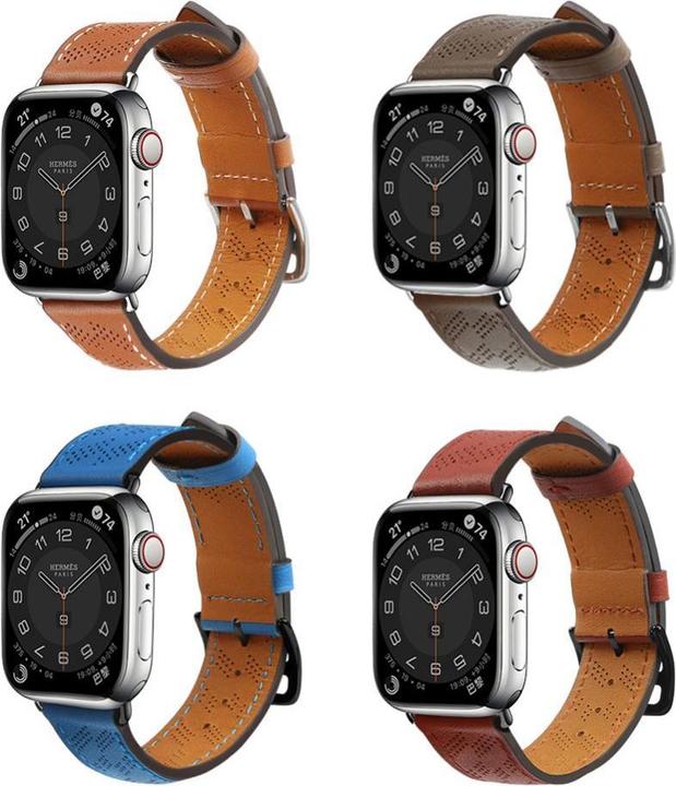 Produktbild Hurtel Armband Leder Lederarmband Apple Watch SE, 9, 8, 7, 6, 5, 4, 3, 2, 1 (41, 40, 38 mm) Bandarmband bra (Naturleder)