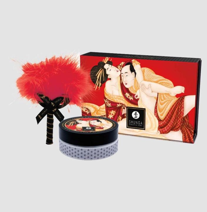 Actual product image Shunga Essbares Massagepulver-Set Erdbeere (75 ml)