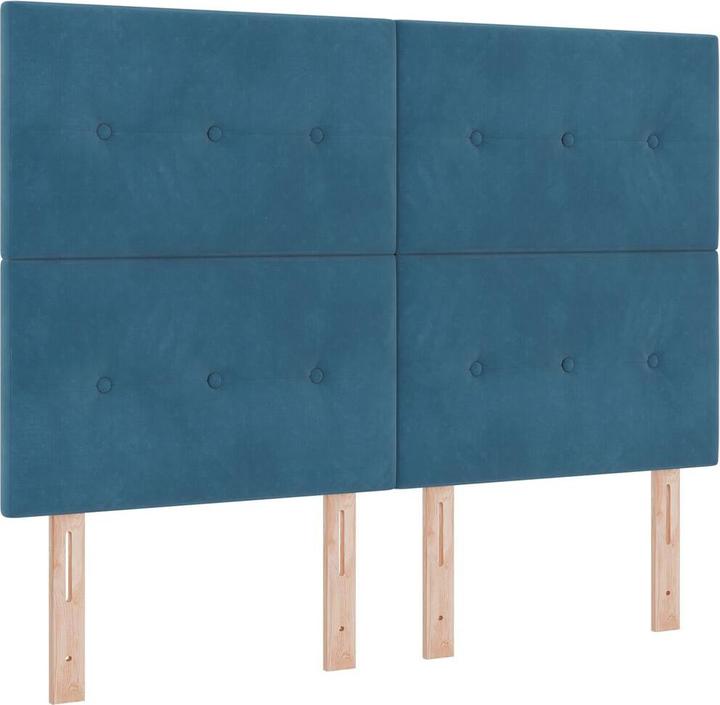 Produktbild VidaXL Boxspringbett mit Matratze Dunkelblau 160x200 cm Velours (160 x 200 cm, Federkern)