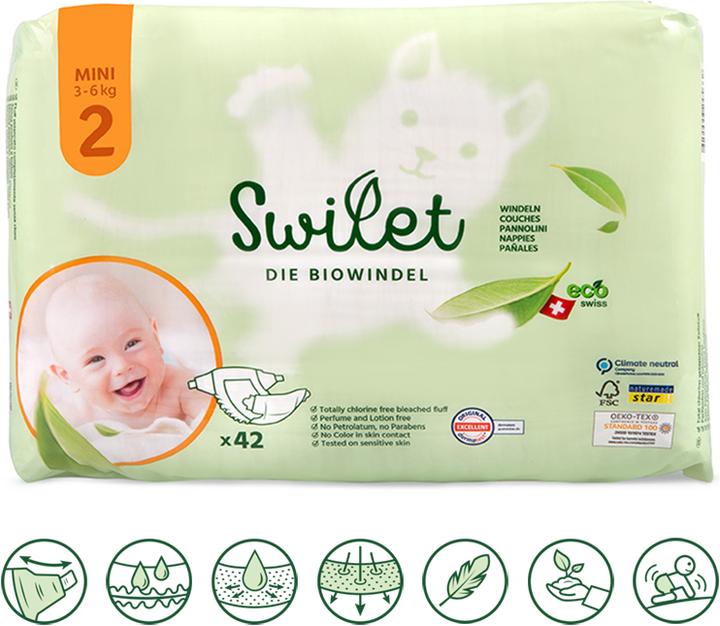 Actual product image Swilet The Organic Diaper Mini (Size 2, Pack, 42 Piece)