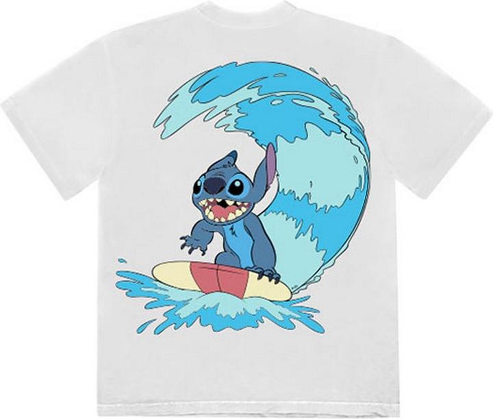 Actual product image Lilo & Stitch Unisex Adult Surf Back Print T-Shirt (L)