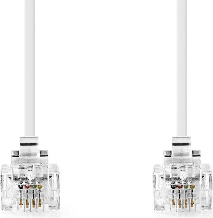 Produktbild Nedis Telefonkabel | RJ11 Stecker | RJ11 Stecker | 2.00 m | Kabeldesign: Flach | Beschichtung: Vergo