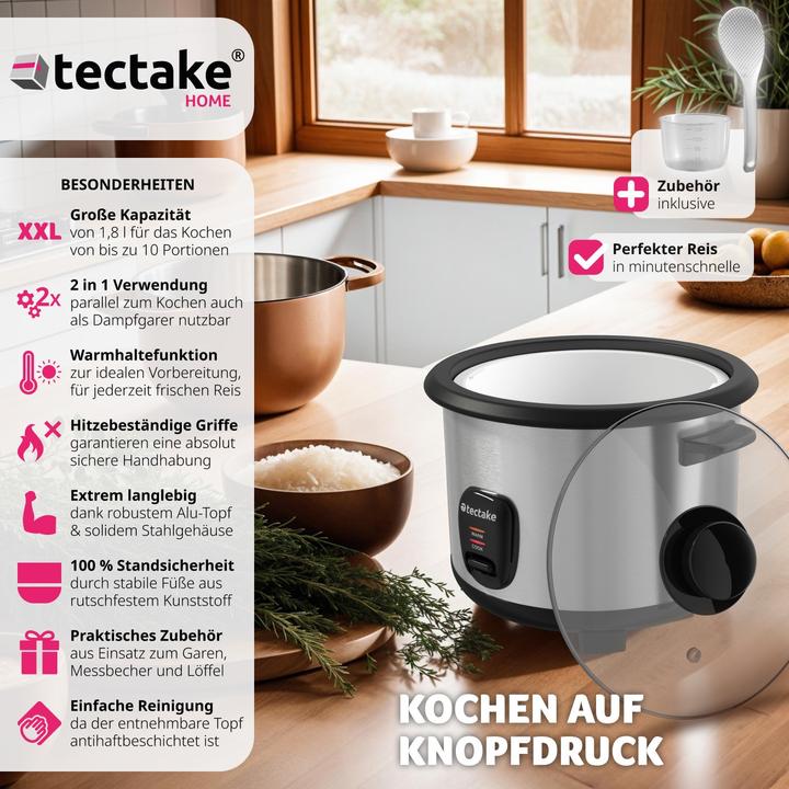 Produktbild tectake Reiskocher mit Dampfgareinsatz
