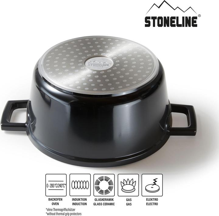 Produktbild Stoneline 20094 Roasting Pot, ø 20cm, with cast aluminum lid, capacity 2,6L, black (20 cm, Bräter + Schmortopf, Aluminium)