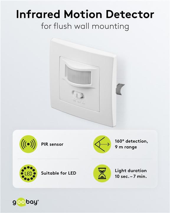 Image du produit Goobay Détecteur de mouvement PIR encastré (9 m)