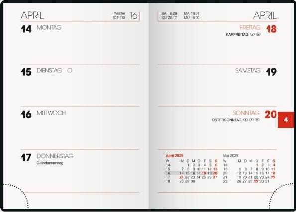 Immagine prodotto Calendario tascabile 713 7,2x10,2cm 1 settimana/2 pagine plastica nera 2025