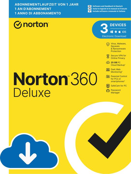 Produktbild Norton 360 Deluxe (3 User, 3 Geräte/User, 12 Monate)
