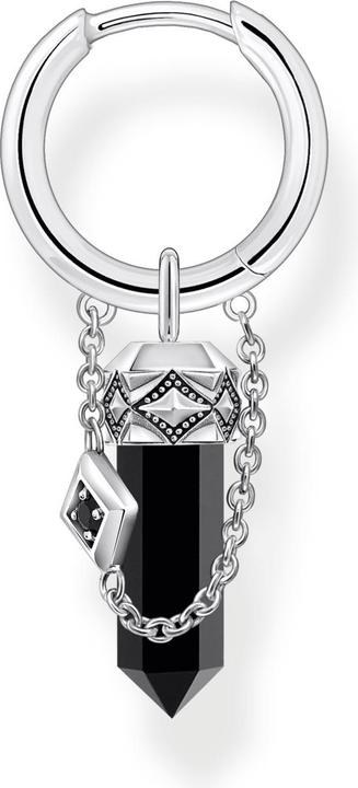 Thomas Sabo Einzel Creole mit Onyx-Anhänger und Kette Silber geschwärzt (Geschwärzt, 925 Sterlingsilber)