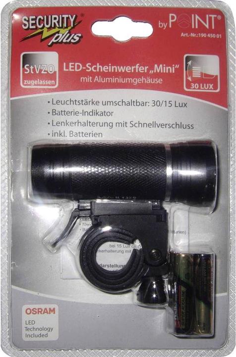 Produktbild Security Plus Fahrrad Scheinwerfer Alu (2in1) LED (30 lm)
