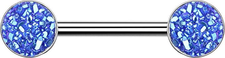 Star Piercing Barbell silber mit Druse Stein dunkelblau (ohne Messing, Chirurgenstahl 316L)
