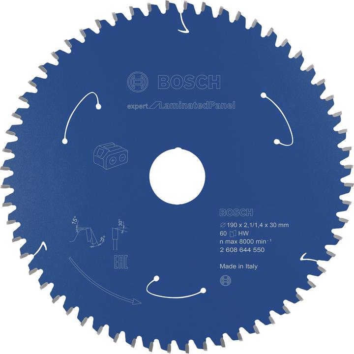Produktbild Bosch Professional Zubehör Akku-Kreissägeblatt Expert for Laminated Panel, 190 x 2,1/1,4 x 30, 60 Zähne