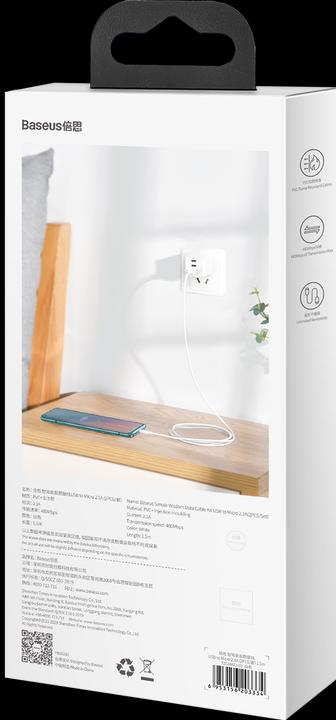 Image du produit Baseus Simple Wisdom Data Cable Kit USB to Micro 2.1A (2PCS/Set) 1.5m White (1.50 m)