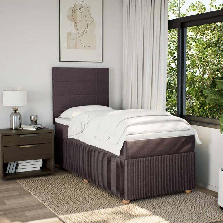 Produktbild VidaXL Boxspringbett Polsterbett Bett mit Matratze Dunkelbraun 100x200cm Stoff (100 x 200 cm, 100 x 200 cm)